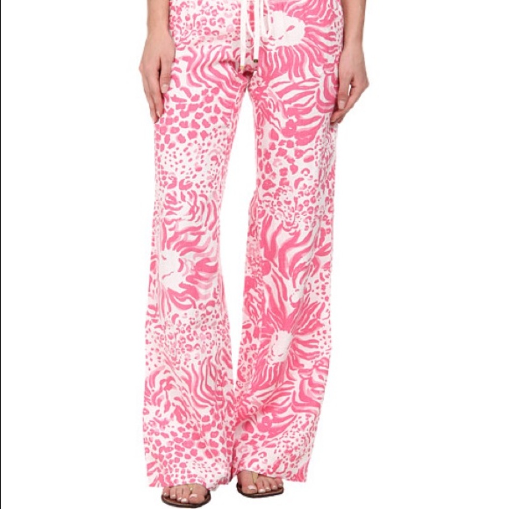 Lilly Pulitzer The Beach Pant Linen Pink White XXS